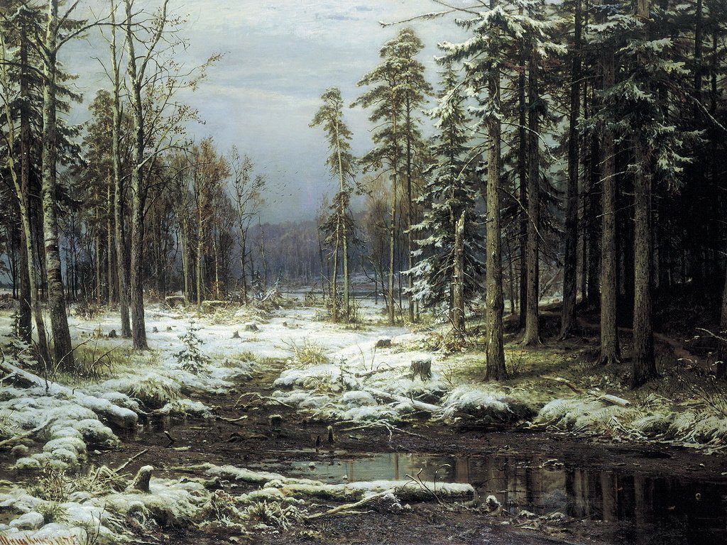 Обои картина, шишкин, первый снег, picture, shishkin, the first snow разрешение 2061x1300 Загрузить