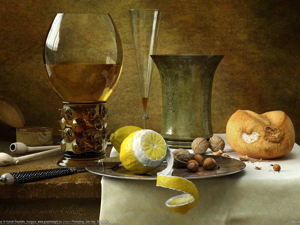 Обои орехи, бокал, лимон, korn__l ravadits, натюрморт, nuts, glass, lemon, still life разрешение 1920x1200 Загрузить