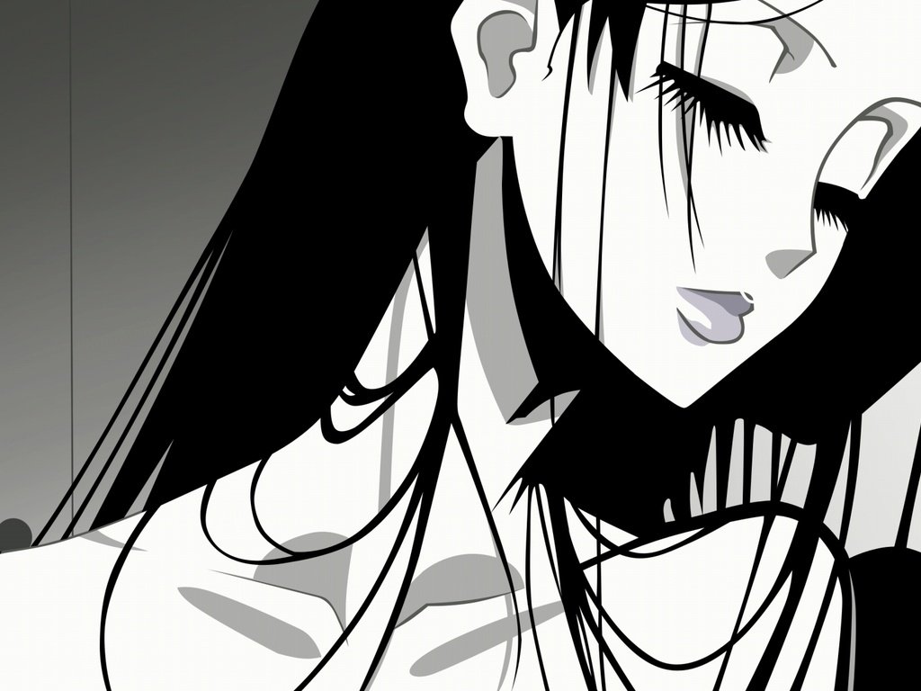 Обои девушка, настроение, чёрно-белое, манга, girl, mood, black and white, manga разрешение 1920x1079 Загрузить