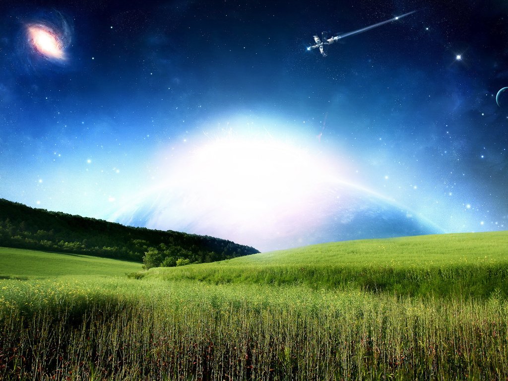 Обои трава, галактика, спутник, grass, galaxy, satellite разрешение 2560x1600 Загрузить