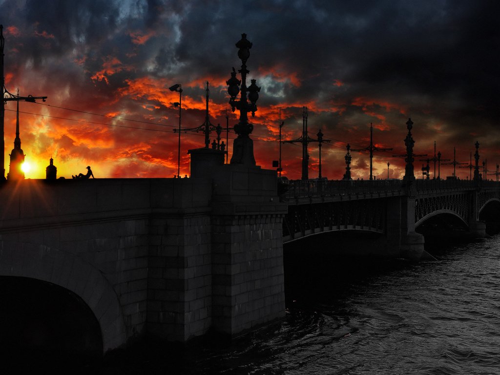 Обои ночь, мост, санкт-петербург, night, bridge, saint petersburg разрешение 2560x1600 Загрузить