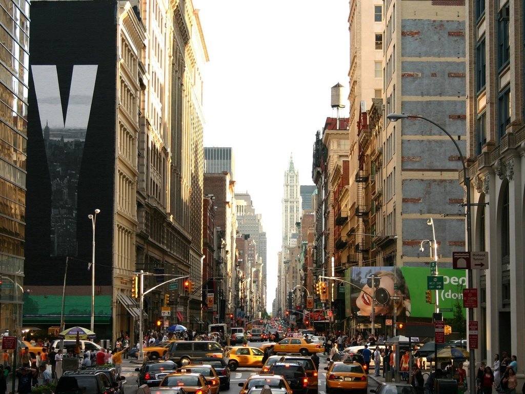 Обои город, небоскребы, мегаполис, улица, сша, нью-йорк, здания, такси, the city, skyscrapers, megapolis, street, usa, new york, building, taxi разрешение 2560x1600 Загрузить