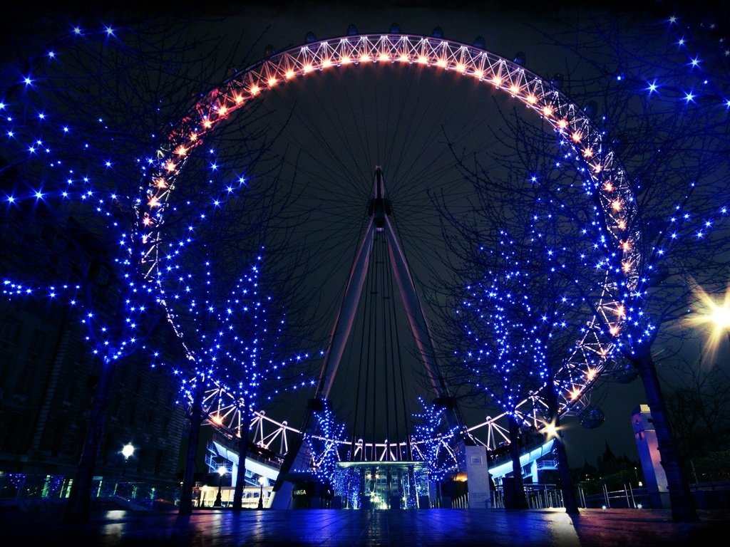 Обои ночь, огни, колесо обозрения, night, lights, ferris wheel разрешение 1920x1200 Загрузить