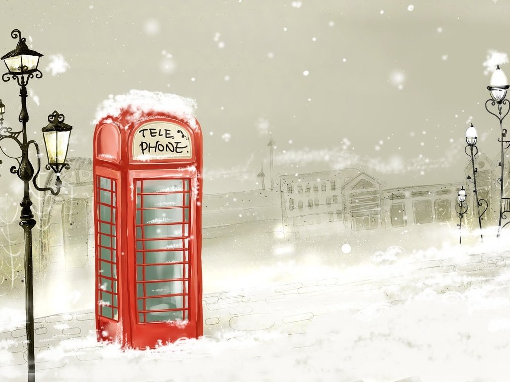Обои рисунок, снег, зима, фонарь, телефон, figure, snow, winter, lantern, phone разрешение 1920x1200 Загрузить