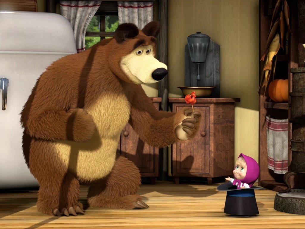 Обои девочка, маша и медведь, girl, masha and the bear разрешение 1920x1080 Загрузить