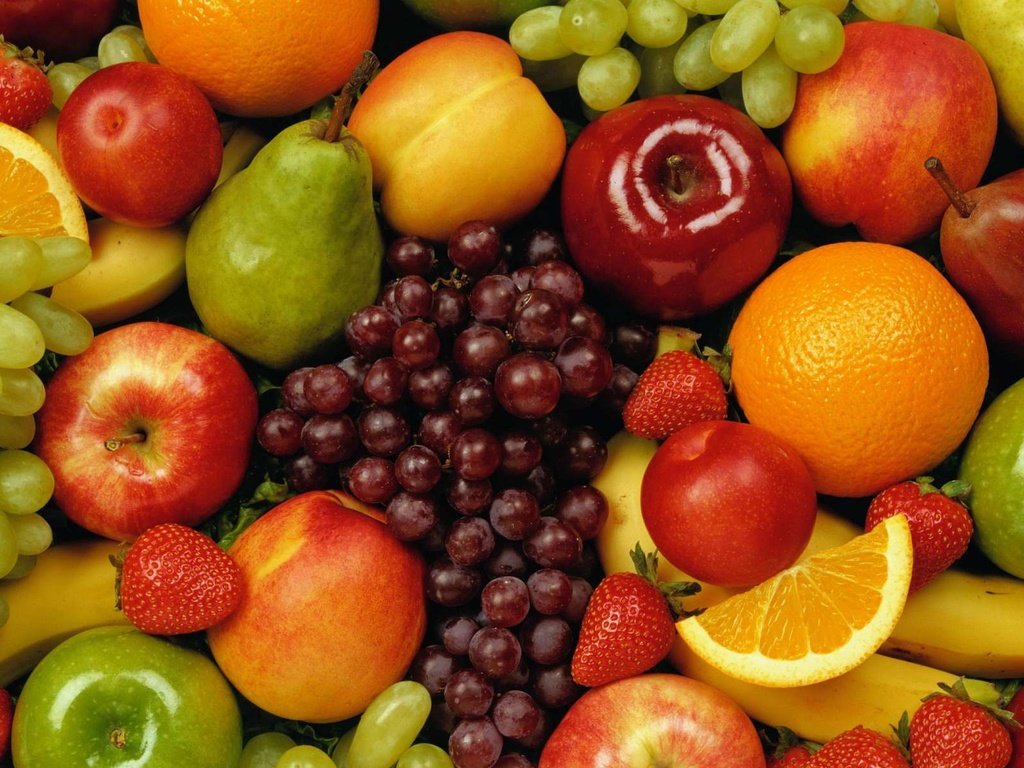 Обои виноград, фрукты, яблоки, апельсины, клубника, ягоды, груши, grapes, fruit, apples, oranges, strawberry, berries, pear разрешение 1920x1200 Загрузить