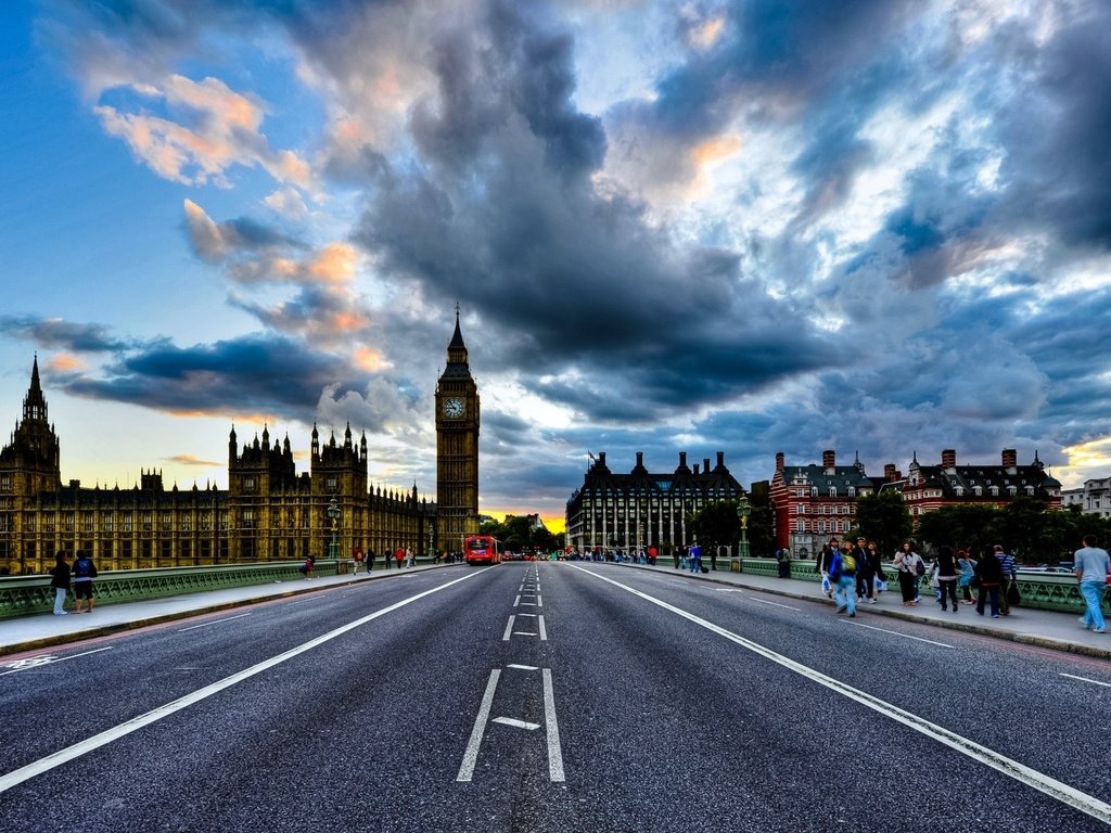 Обои дорога, лондон, биг бен, road, london, big ben разрешение 1920x1200 Загрузить