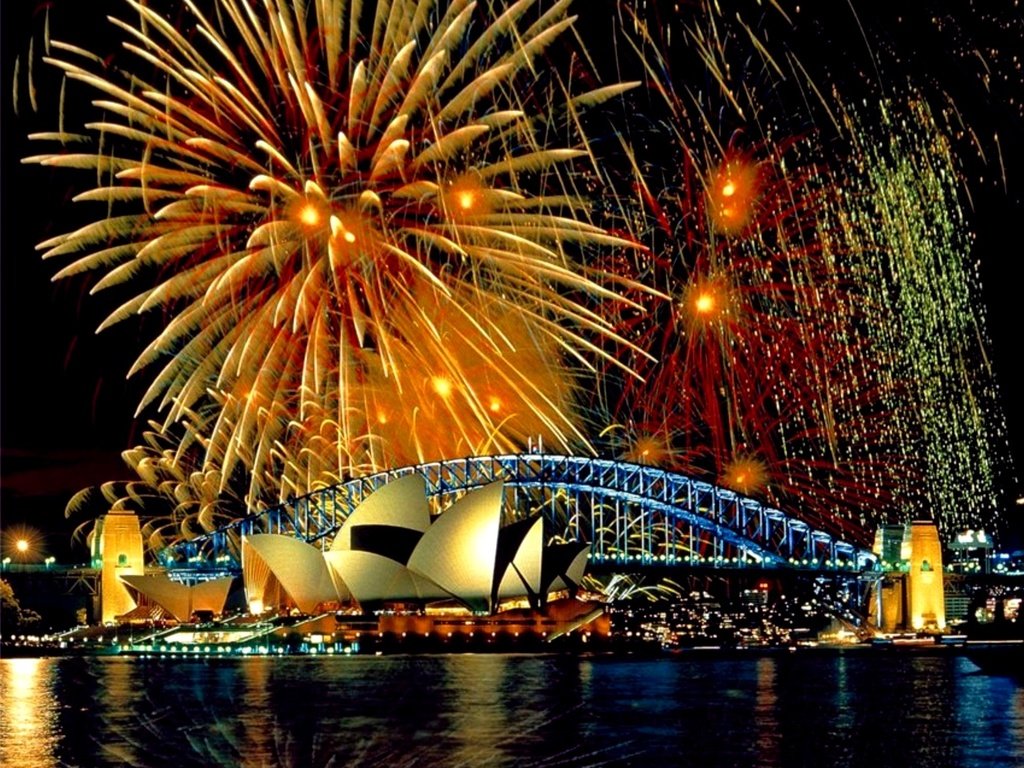 Обои новый год, море, мост, сидней, австралия, фейерверк, сиднейский оперный театр, new year, sea, bridge, sydney, australia, fireworks, sydney opera house разрешение 2000x1600 Загрузить