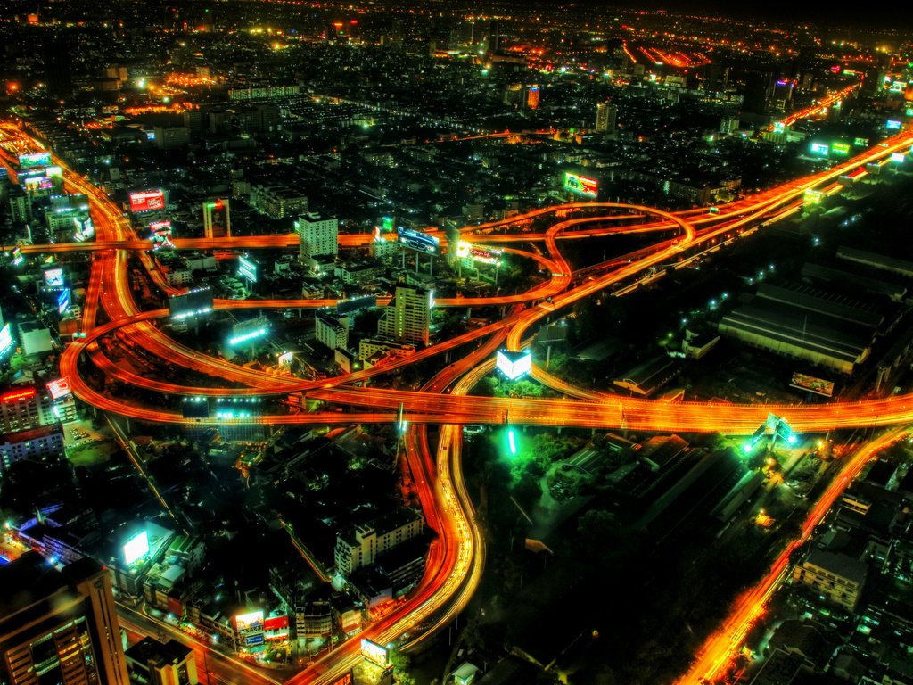 Обои дорога, огни, вид, ночной город, развязка, road, lights, view, night city, interchange разрешение 2560x1600 Загрузить