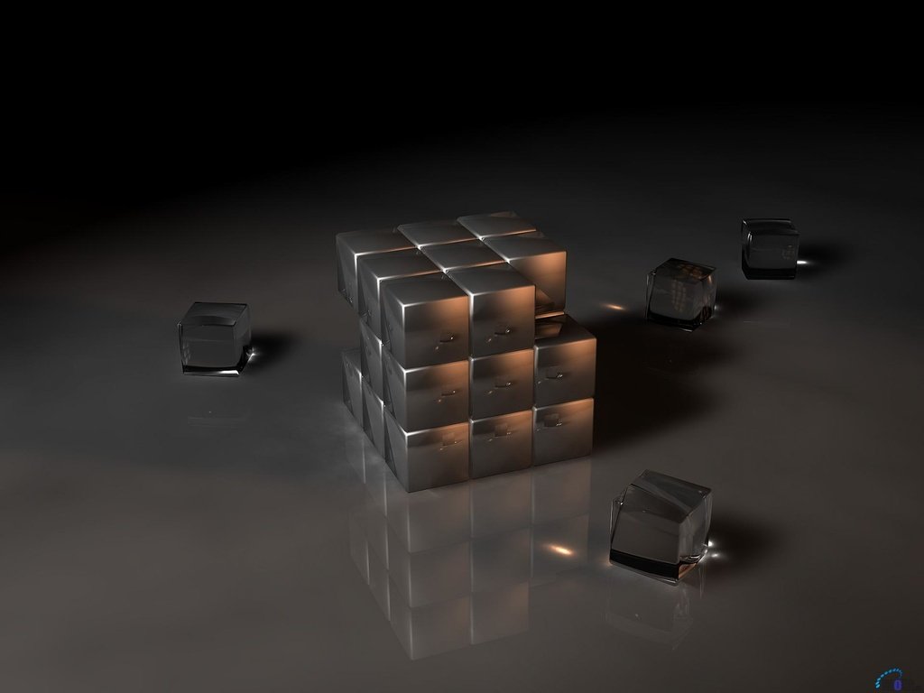 Обои графика, кубики, квадраты, стекло, 3д, кубик рубика, 3d art, graphics, cubes, squares, glass, 3d, rubik's cube разрешение 1920x1440 Загрузить