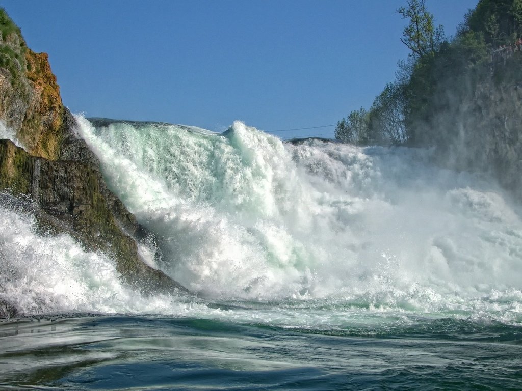 Обои швейцария, поток, рейнский водопад, switzerland, stream, the rhine falls разрешение 1920x1080 Загрузить