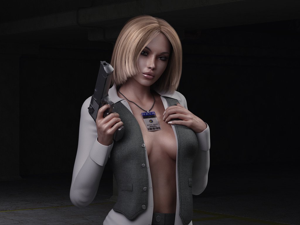 Обои девушка, оружие, пистолет, рендеринг, грудь, nasa, пропуск, girl, weapons, gun, rendering, chest, pass разрешение 1920x1200 Загрузить