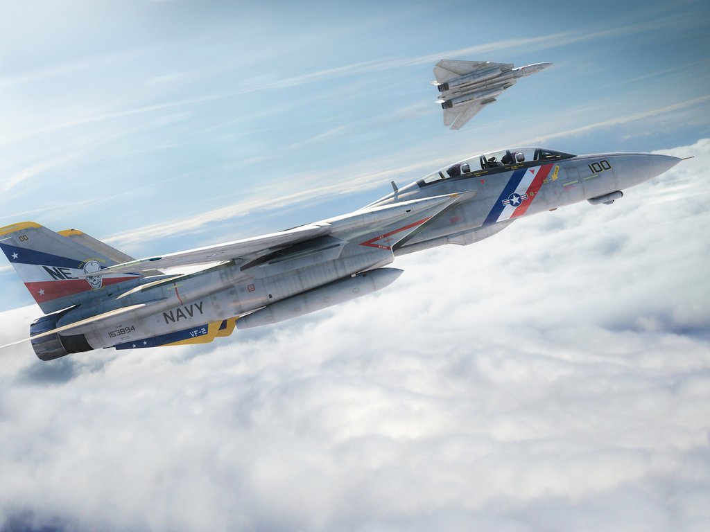 Обои небо, самолет, истребитель, f-14, котяра, the sky, the plane, fighter, tomcat разрешение 2560x1600 Загрузить