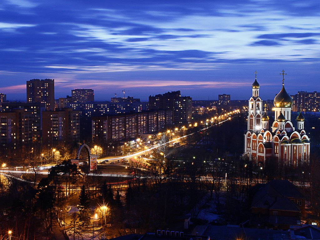 Обои облака, вечер, храм, закат, шоссе, одинцово, clouds, the evening, temple, sunset, highway, odintsovo разрешение 2560x1600 Загрузить