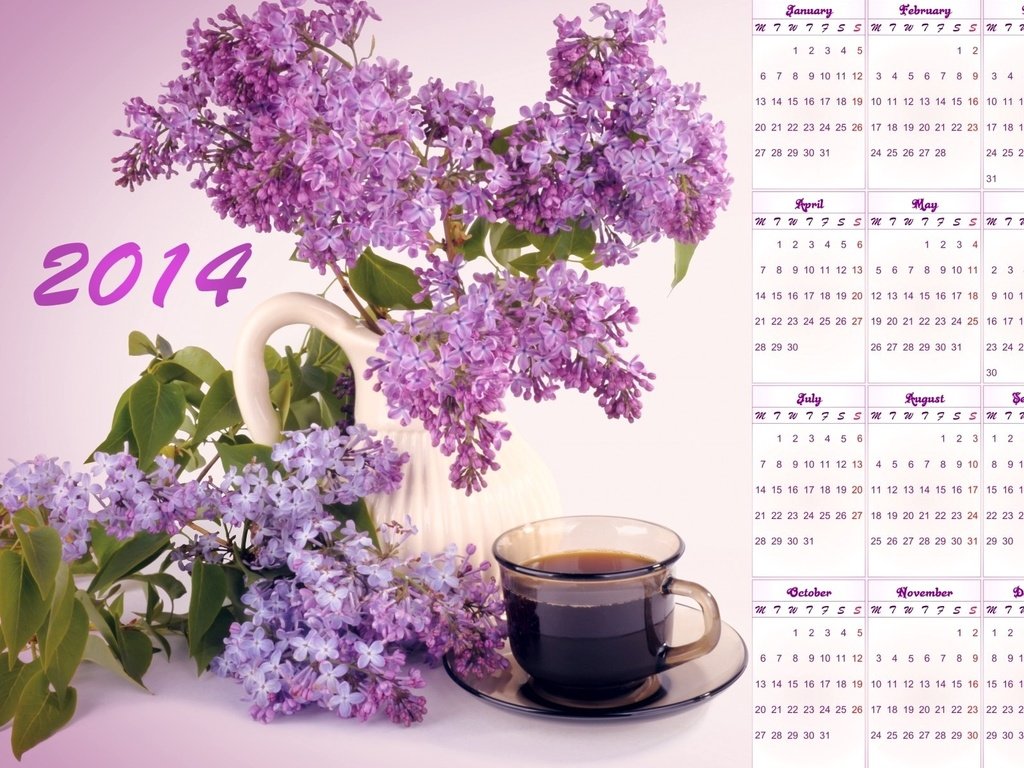 Обои сирень, календарь, 2014 год, lilac, calendar, 2014 разрешение 1920x1200 Загрузить