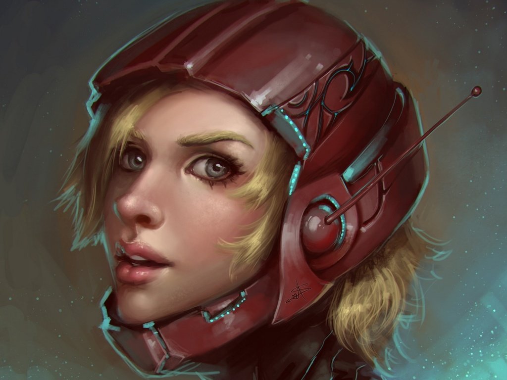 Обои арт, девушка, блондинка, шлем, art, girl, blonde, helmet разрешение 1920x1508 Загрузить