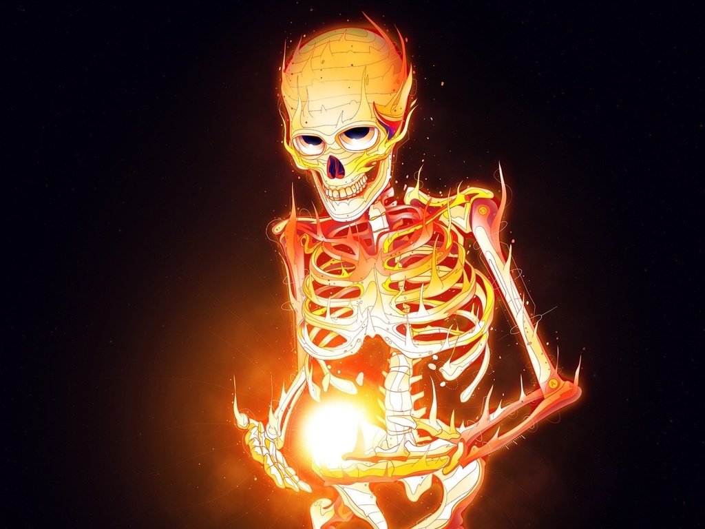 Обои пламя, огонь, череп, скелет, m., flame, fire, skull, skeleton разрешение 1920x1200 Загрузить