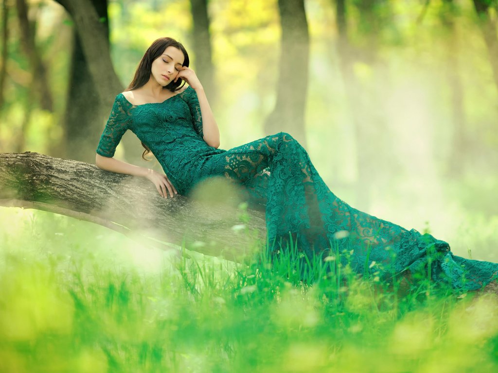 Обои зелень, лес, девушка, платье, rafa, в зелёном, greens, forest, girl, dress, in green разрешение 1920x1280 Загрузить