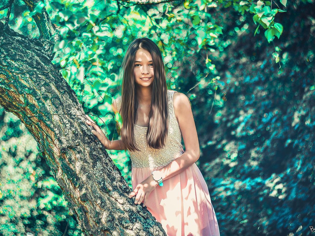 Обои природа, дерево, девушка, взгляд, часы, волосы, nature, tree, girl, look, watch, hair разрешение 1920x1200 Загрузить