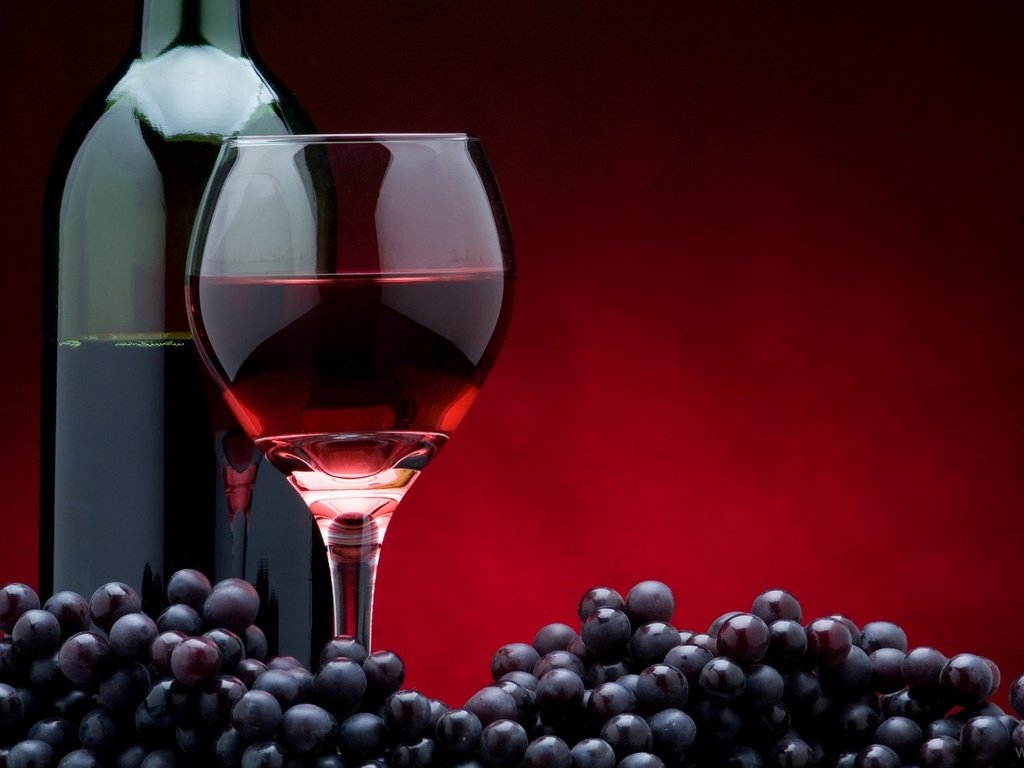 Обои виноград, бокал, вино, бутылка, красное вино, grapes, glass, wine, bottle, red wine разрешение 1920x1230 Загрузить