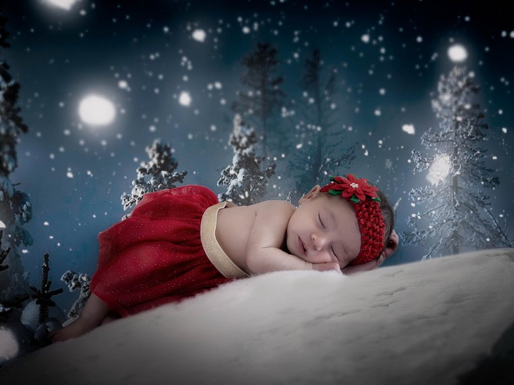 Обои зима, настроение, дети, девочка, фотошоп, младенец, winter, mood, children, girl, photoshop, baby разрешение 2047x1177 Загрузить