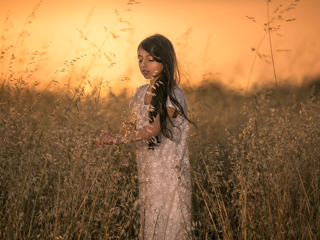 Обои закат, поле, девочка, sunset, field, girl разрешение 1920x1282 Загрузить