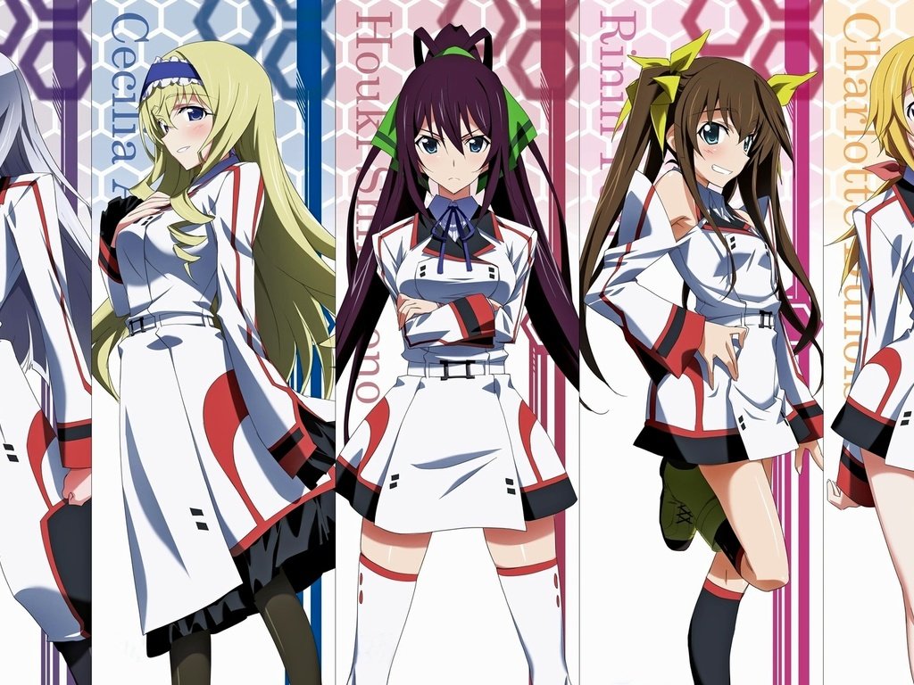 Обои infinite stratos, charles dunois, laura bodewig, cecilia alcott, shinonono houki, lingyin huang разрешение 1920x1080 Загрузить