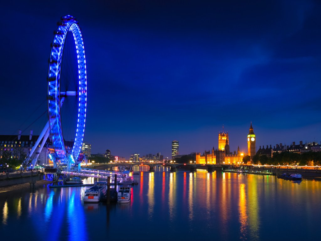 Обои ночь, фонари, огни, отражение, лондон, темза, англия, колесо, night, lights, reflection, london, thames, england, wheel разрешение 2048x1369 Загрузить