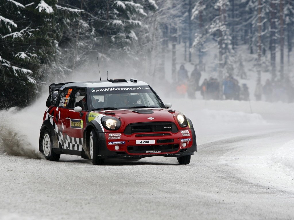 Обои снег, лес, люди, красный, ралли, мини, мини купер, snow, forest, people, red, rally, mini, mini cooper разрешение 2560x1600 Загрузить