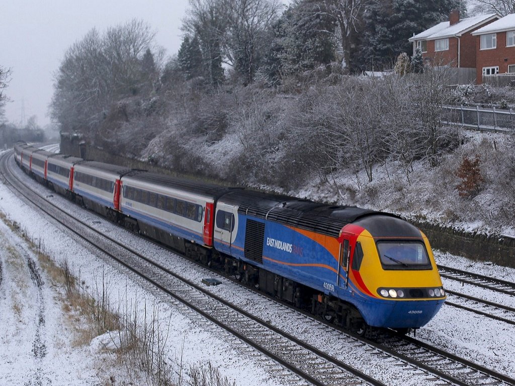 Обои зима, поезд, композиция, winter, train, composition разрешение 2560x1600 Загрузить