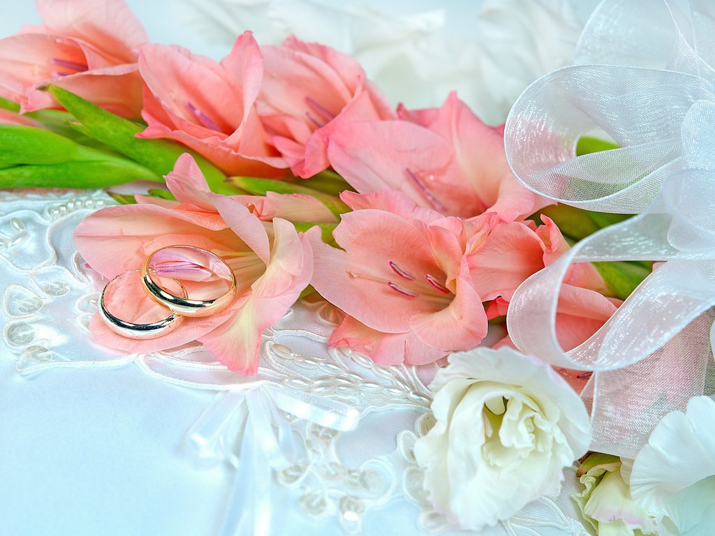 Обои цветы, кольцо, кольца, свадьба, гладиолусы, букеты, gladioluses, flowers, ring, wedding, gladiolus, bouquets разрешение 3000x2008 Загрузить