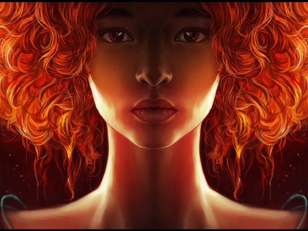 Обои арт, девушка, портрет, рыжая, кудри, лицо, art, girl, portrait, red, curls, face разрешение 1984x1082 Загрузить