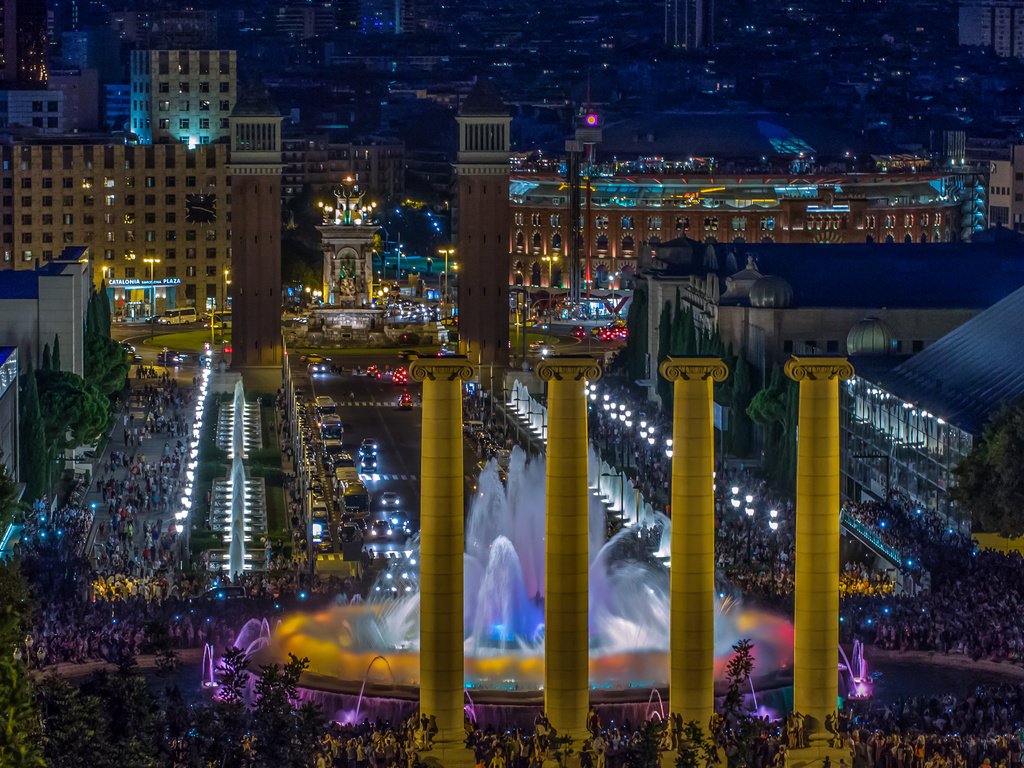 Обои испания, барселона, здания.фонтаны, монжуик, spain, barcelona, of the building.fountains, montjuïc разрешение 3185x2000 Загрузить