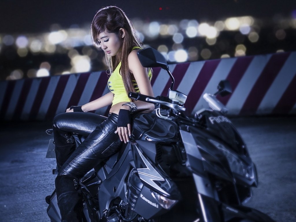 Обои девушка, мотоцикл, азиатка, girl, motorcycle, asian разрешение 1920x1080 Загрузить