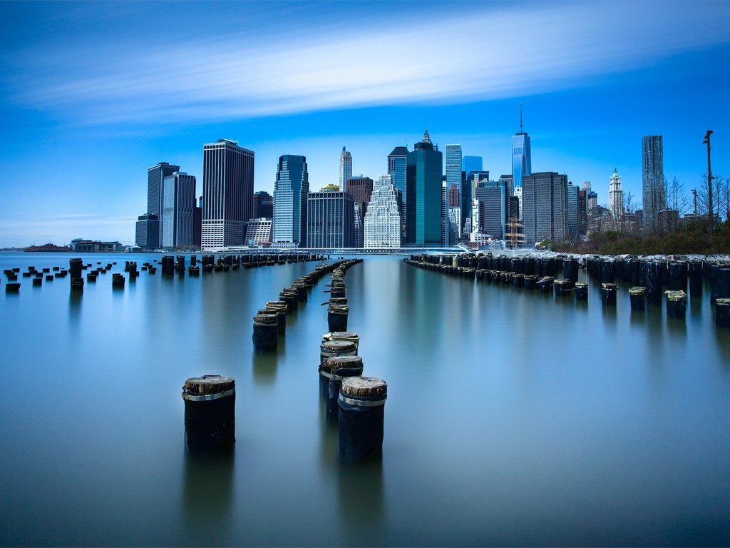 Обои небо, облака, город, сша, нью-йорк, выдержка, нью - йорк, the sky, clouds, the city, usa, new york, excerpt разрешение 2000x1140 Загрузить