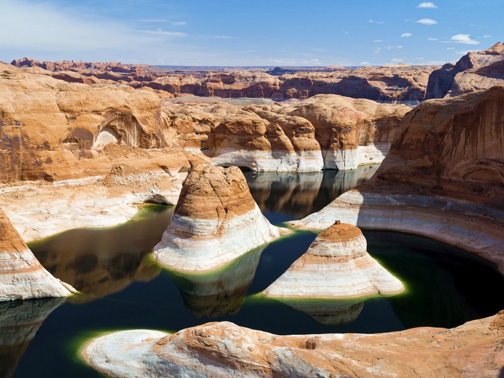 Обои река, скалы, пейзаж, каньон, озеро пауэлл, глен-каньон, reflection canyon, river, rocks, landscape, canyon, lake powell, glen canyon разрешение 1920x1080 Загрузить