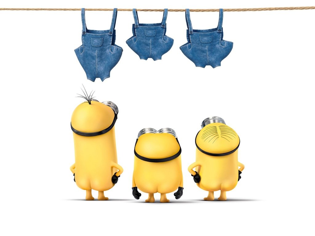 Обои белый фон, одежда, веревка, миньоны, 3d графика, white background, clothing, rope, minions, 3d graphics разрешение 1920x1200 Загрузить