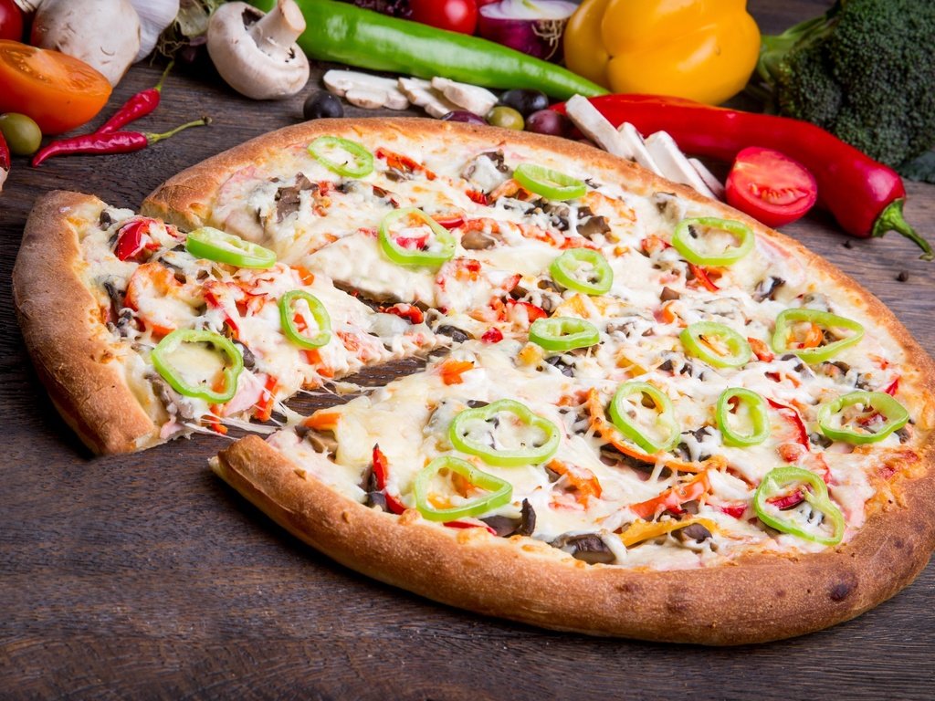 Обои сыр, овощи, перец, пицца, cheese, vegetables, pepper, pizza разрешение 3000x1973 Загрузить