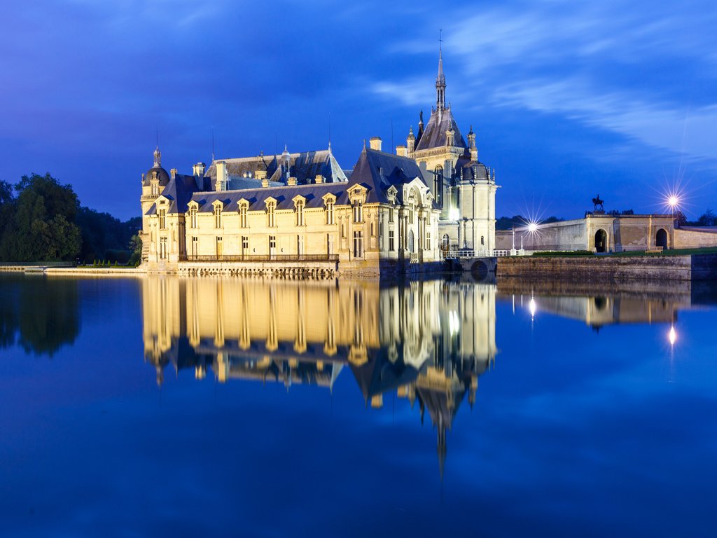 Обои отражение, замок, франция, замок шантийи, chateau de chantilly, шантийи, reflection, castle, france, chantilly castle, chantilly разрешение 4200x2800 Загрузить