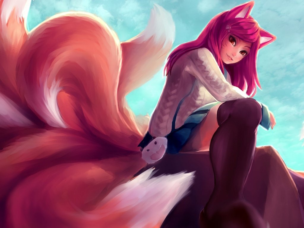 Обои арт, девушка, улыбка, аниме, игра, ушки, хвосты, ahri, лига легенд, league of legends, art, girl, smile, anime, the game, ears, tails разрешение 1920x1200 Загрузить