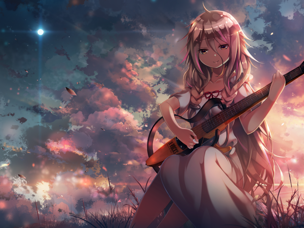 Обои девушка, гитара, аниме, girl, guitar, anime разрешение 2194x1234 Загрузить