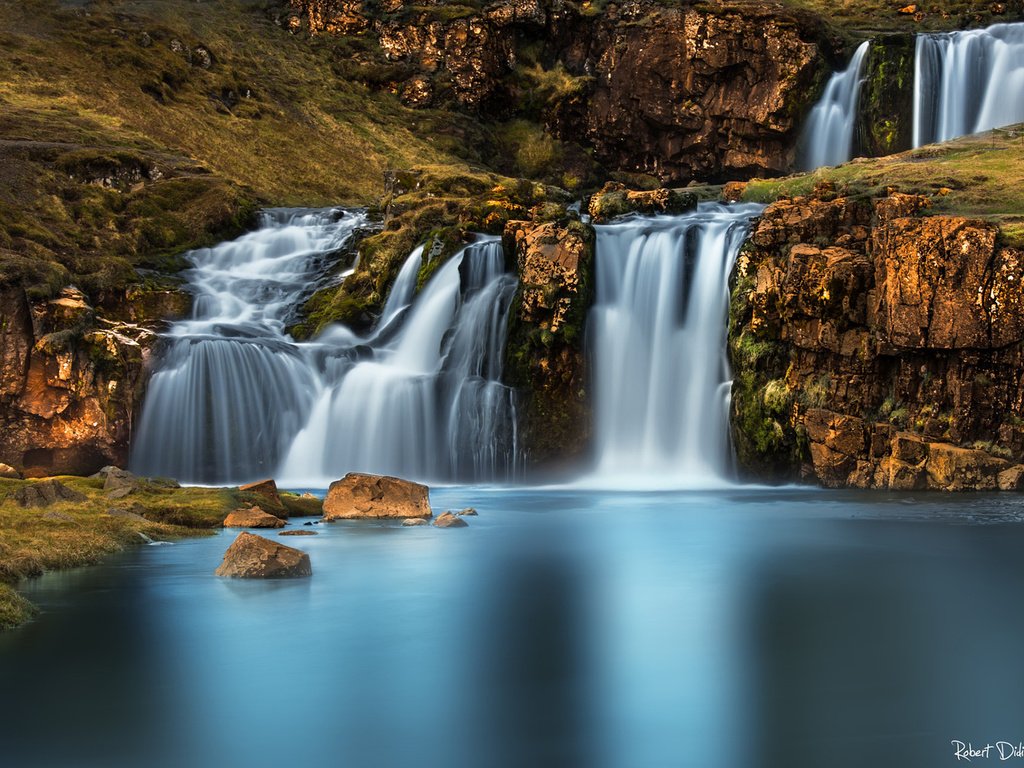 Обои река, природа, водопад, осень, river, nature, waterfall, autumn разрешение 1920x1200 Загрузить