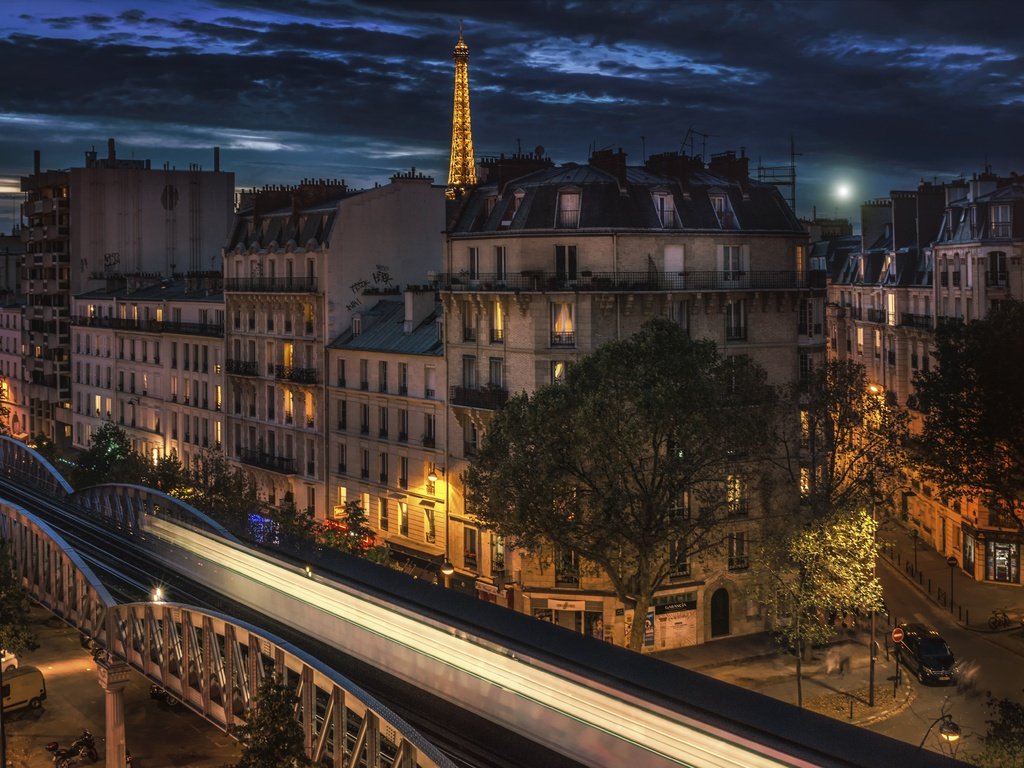 Обои ночь, город, париж, франция, эйфелева башня, night, the city, paris, france, eiffel tower разрешение 5676x3884 Загрузить