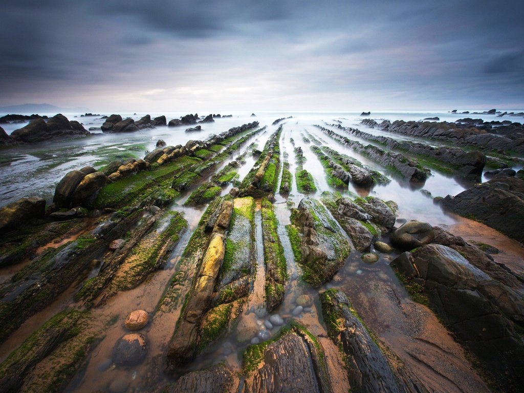 Обои вода, природа, камни, побережье, мох, испания, бискайский залив, баррика, water, nature, stones, coast, moss, spain, the bay of biscay, barrika разрешение 2048x1365 Загрузить