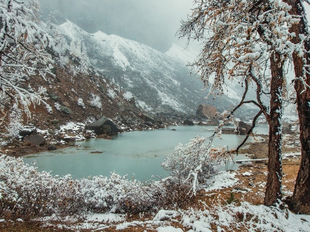 Обои река, горы, снег, природа, зима, россия, алтай, vladimir lipetskih, river, mountains, snow, nature, winter, russia, altay разрешение 1920x1147 Загрузить