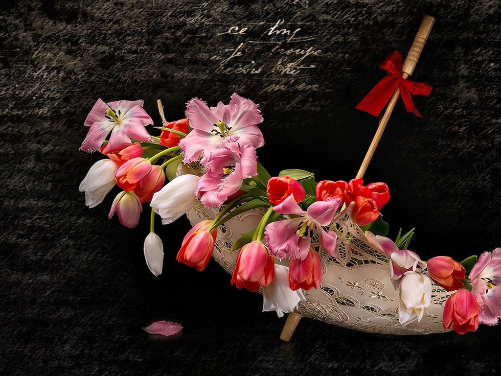 Обои цветы, фон, лепестки, тюльпаны, зонтик, flowers, background, petals, tulips, umbrella разрешение 1920x1080 Загрузить