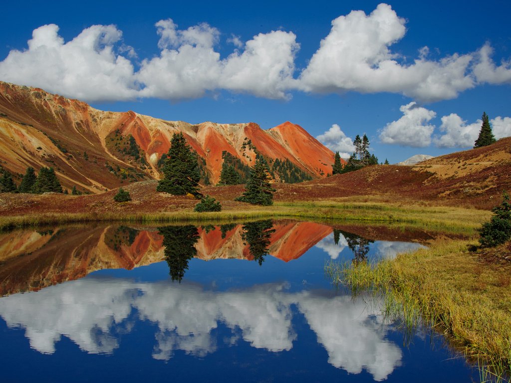 Обои небо, облака, озеро, горы, отражение, колорадо, the sky, clouds, lake, mountains, reflection, colorado разрешение 1920x1200 Загрузить