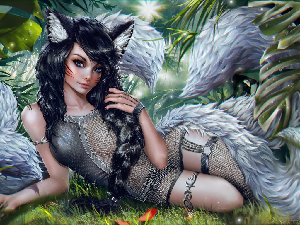 Обои арт, девушка, эльфийка, ahri, nine-tailed fox, лига легенд, art, girl, elf, league of legends разрешение 4000x2258 Загрузить