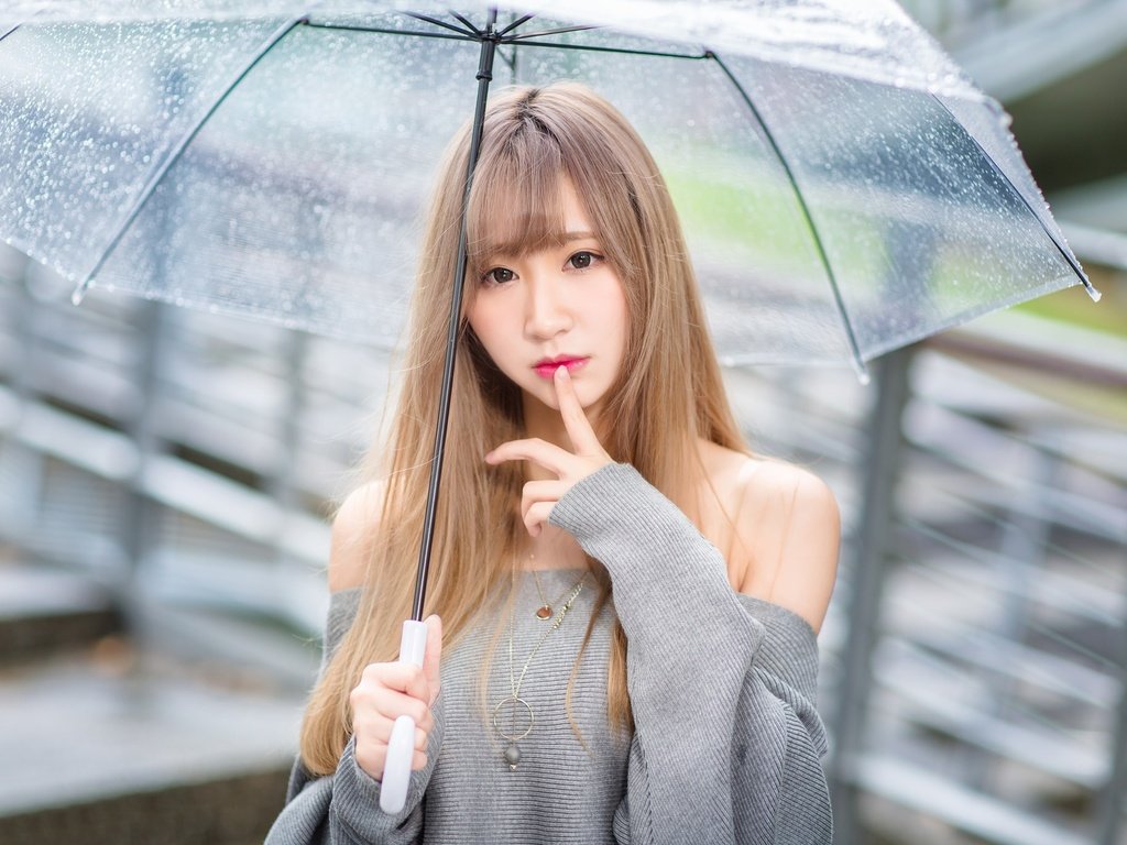 Обои девушка, дождь, волосы, зонтик, азиатка, girl, rain, hair, umbrella, asian разрешение 2048x1365 Загрузить