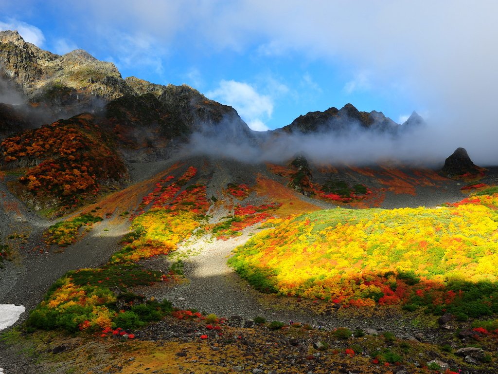 Обои облака, горы, природа, пейзаж, осень, китай, clouds, mountains, nature, landscape, autumn, china разрешение 3062x2037 Загрузить